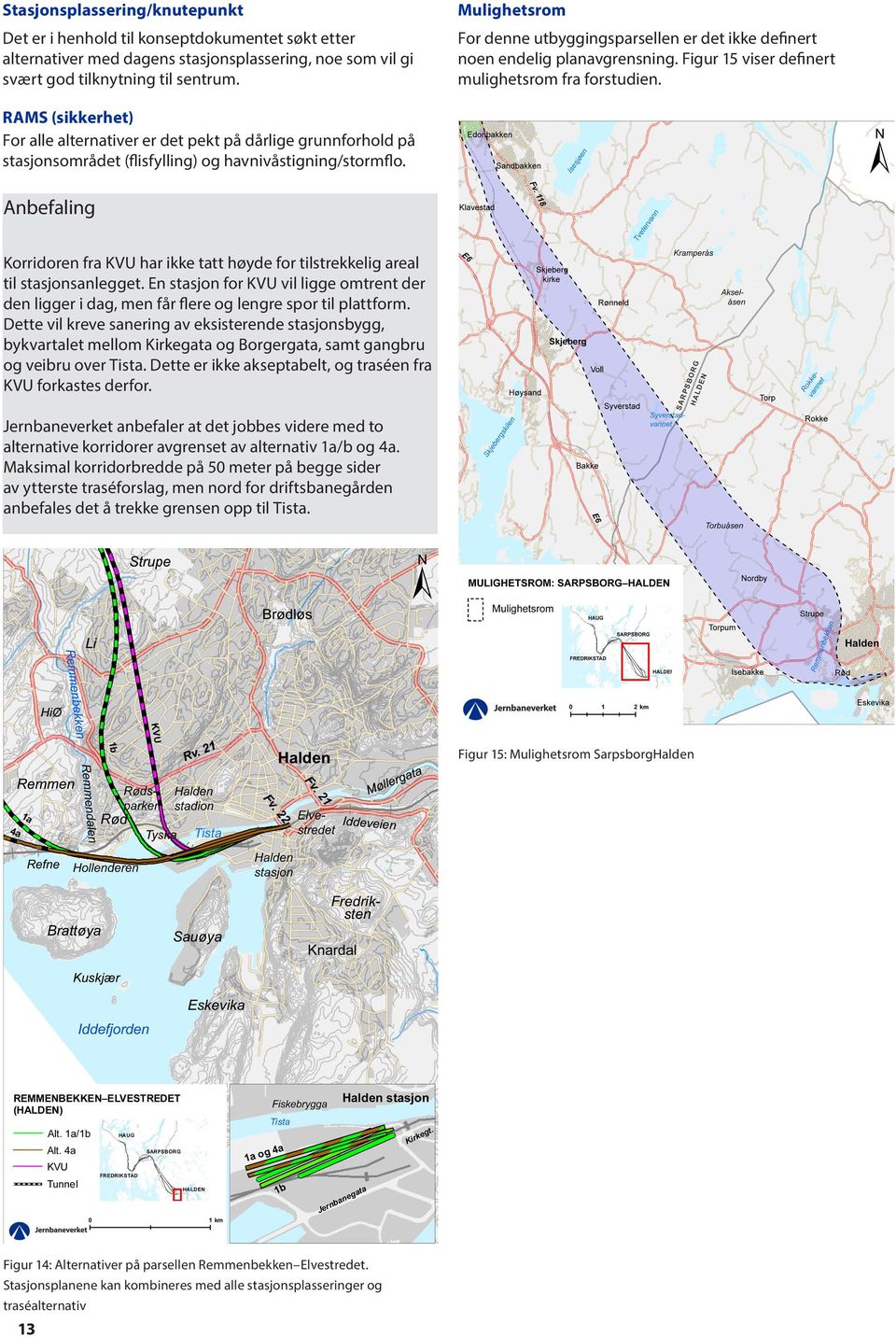 For alle alternativer er det pekt på dårlige grunnforhold på stasjonsområdet (flisfylling) og havnivåstigning/stormflo.