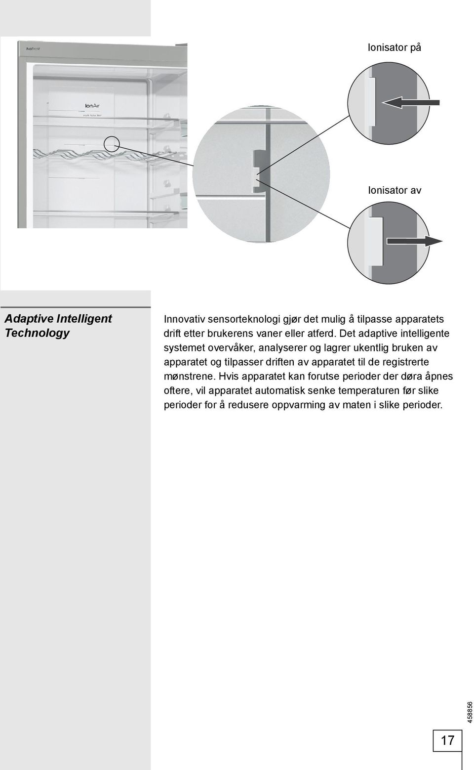 Det adaptive intelligente systemet overvåker, analyserer og lagrer ukentlig bruken av apparatet og tilpasser driften av