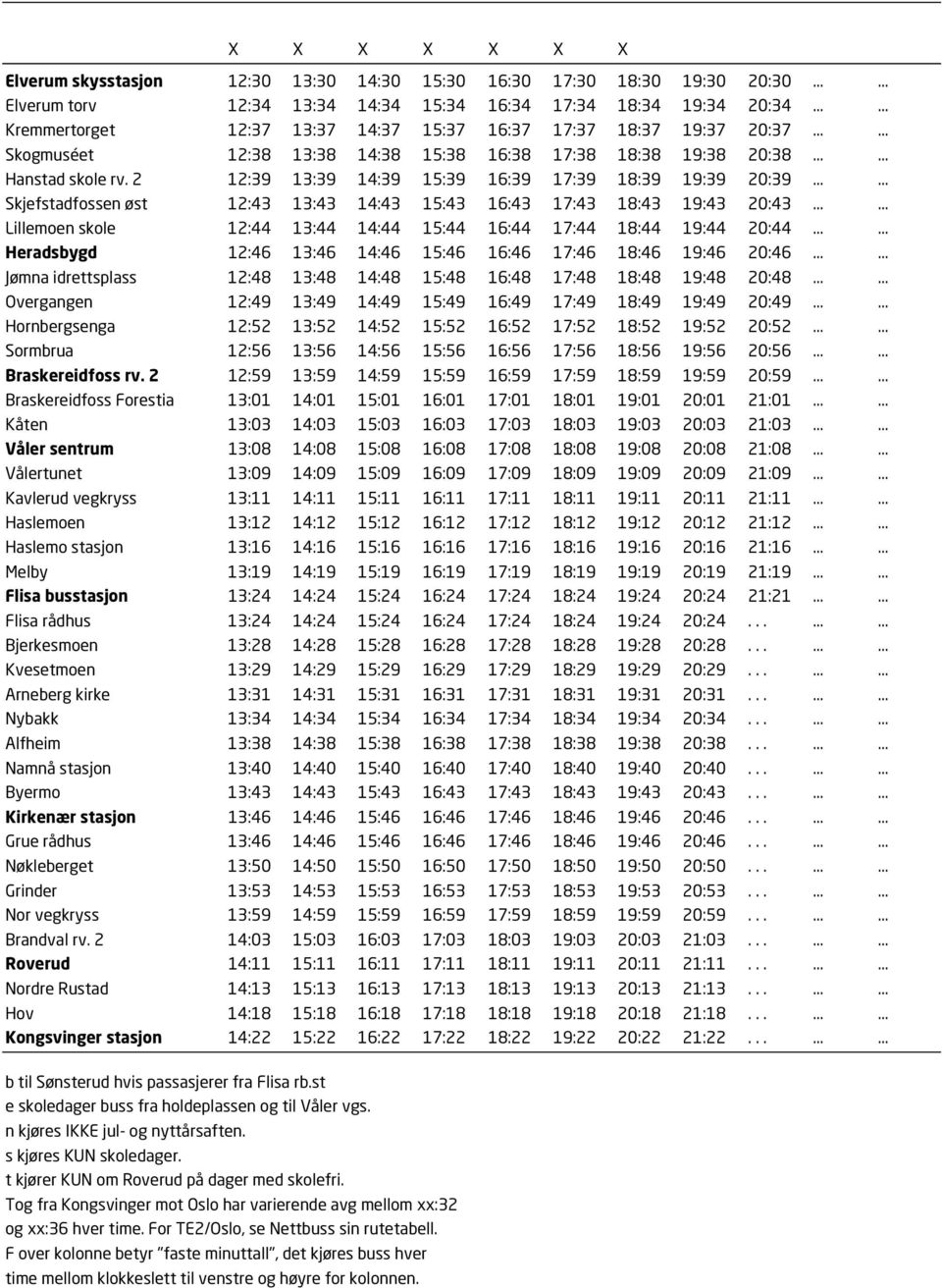 2 12:39 13:39 14:39 15:39 16:39 17:39 18:39 19:39 20:39...... Skjefstadfossen øst 12:43 13:43 14:43 15:43 16:43 17:43 18:43 19:43 20:43.