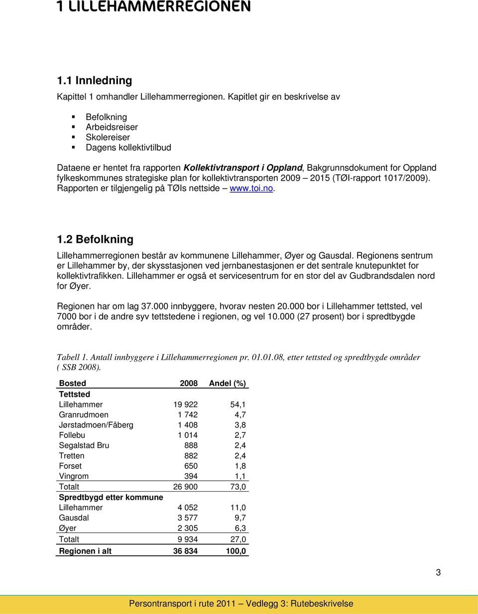 strategiske plan fr kllektivtransprten 2009 2015 (TØI-rapprt 1017/2009). Rapprten er tilgjengelig på TØIs nettside www.ti.n. 1.2 Beflkning Lillehammerreginen består av kmmunene Lillehammer, Øyer g Gausdal.