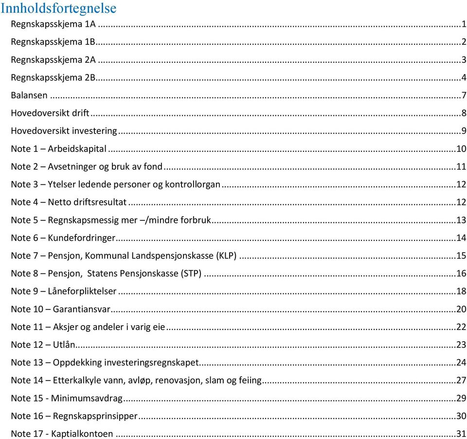 .. 12 Note 5 Regnskapsmessig mer /mindre forbruk... 13 Note 6 Kundefordringer... 14 Note 7 Pensjon, Kommunal Landspensjonskasse (KLP)... 15 Note 8 Pensjon, Statens Pensjonskasse (STP).