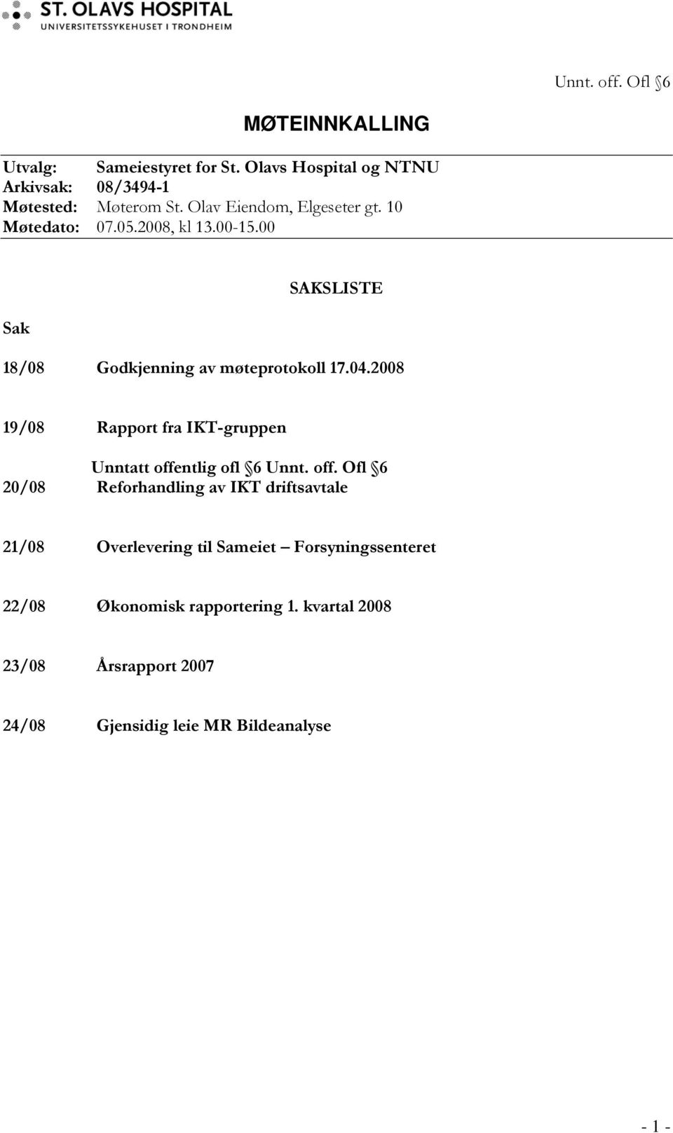 2008 19/08 Rapport fra IKT-gruppen Unntatt offe