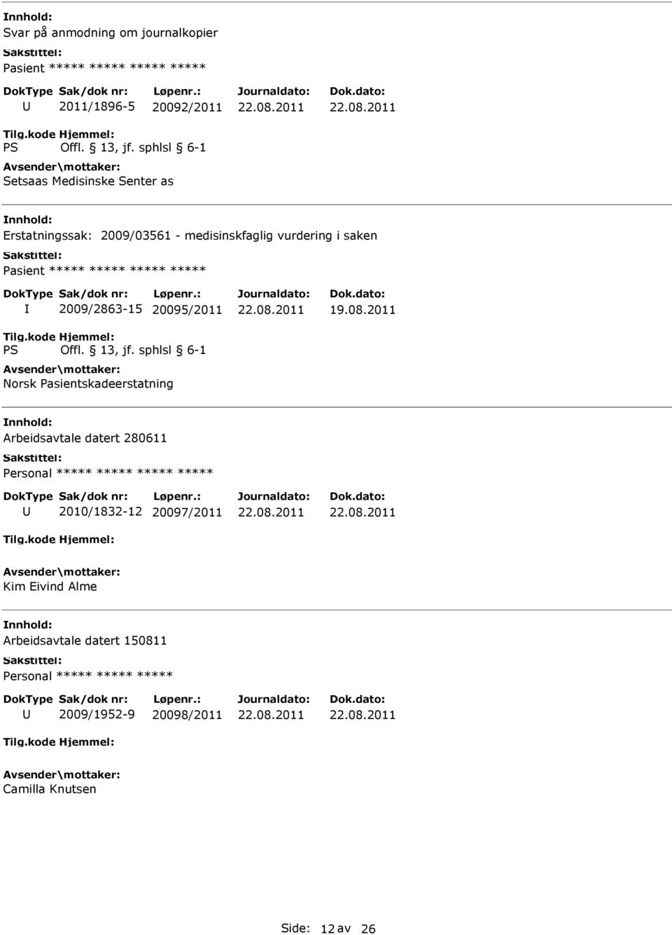 2009/2863-15 20095/2011 Norsk Pasientskadeerstatning 19.08.