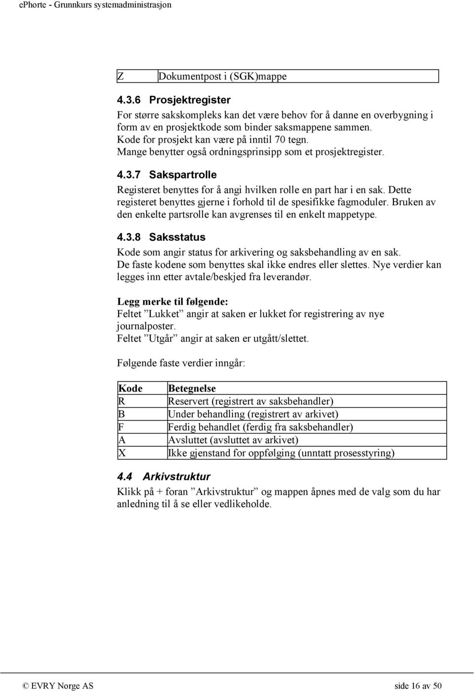 Dette registeret benyttes gjerne i forhold til de spesifikke fagmoduler. Bruken av den enkelte partsrolle kan avgrenses til en enkelt mappetype. 4.3.