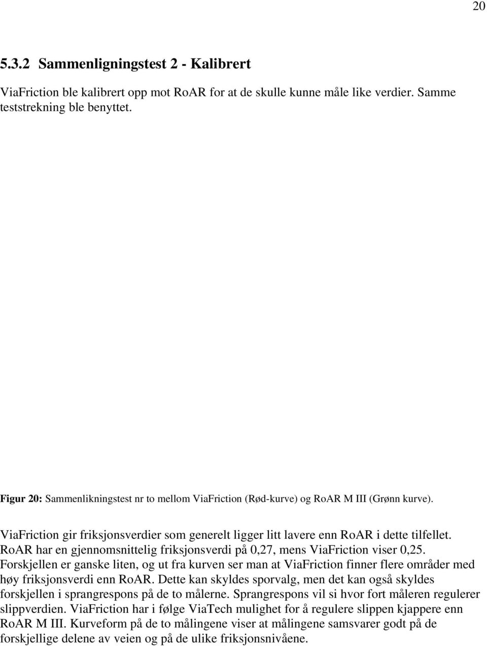 RoAR har en gjennomsnittelig friksjonsverdi på 0,27, mens ViaFriction viser 0,25.