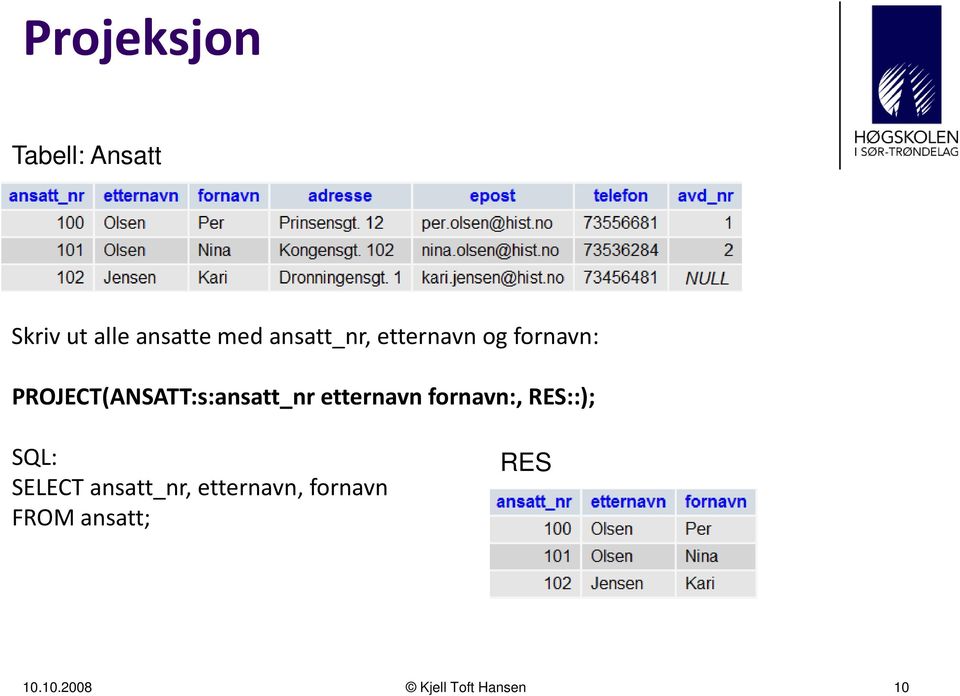 PROJECT(ANSATT:s:ansatt_nr etternavn fornavn:, RES::);