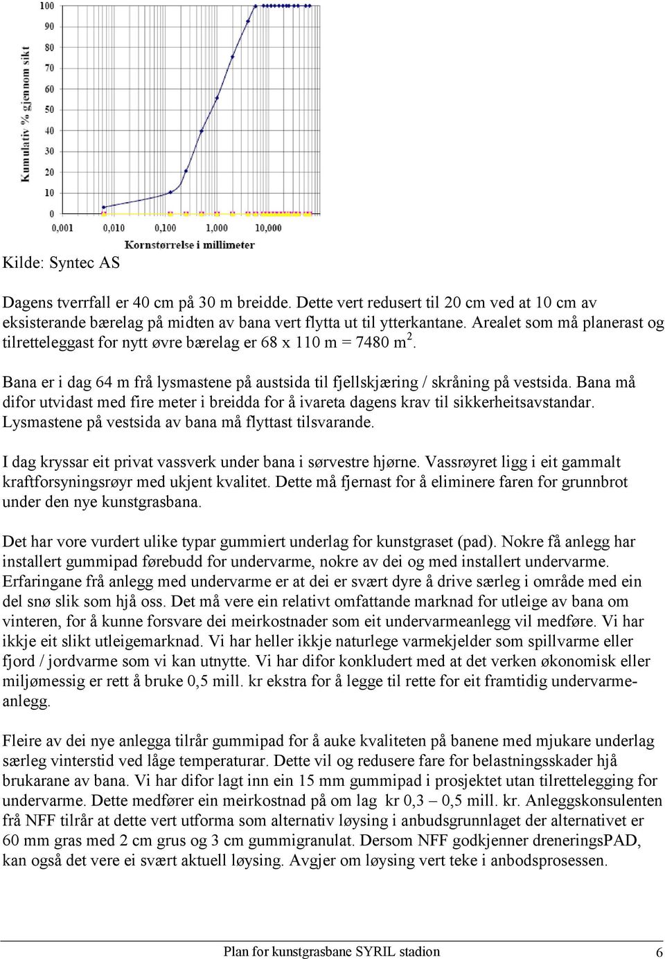 Bana må difor utvidast med fire meter i breidda for å ivareta dagens krav til sikkerheitsavstandar. Lysmastene på vestsida av bana må flyttast tilsvarande.