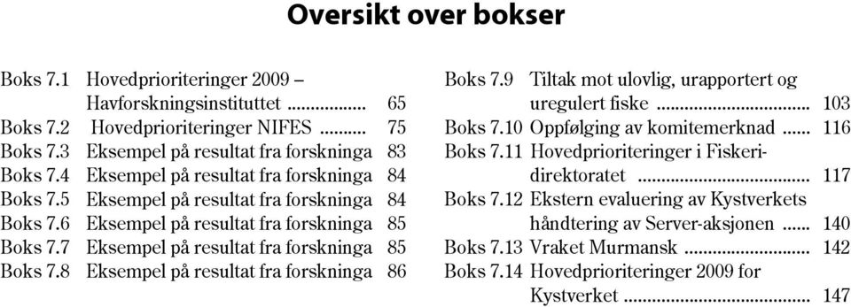 forskninga 85 Eksempel på resultat fra forskninga 86 Boks 7.9 Tiltak mot ulovlig, urapportert og uregulert fiske... 103 Boks 7.10 Oppfølging av komitemerknad... 116 Boks 7.