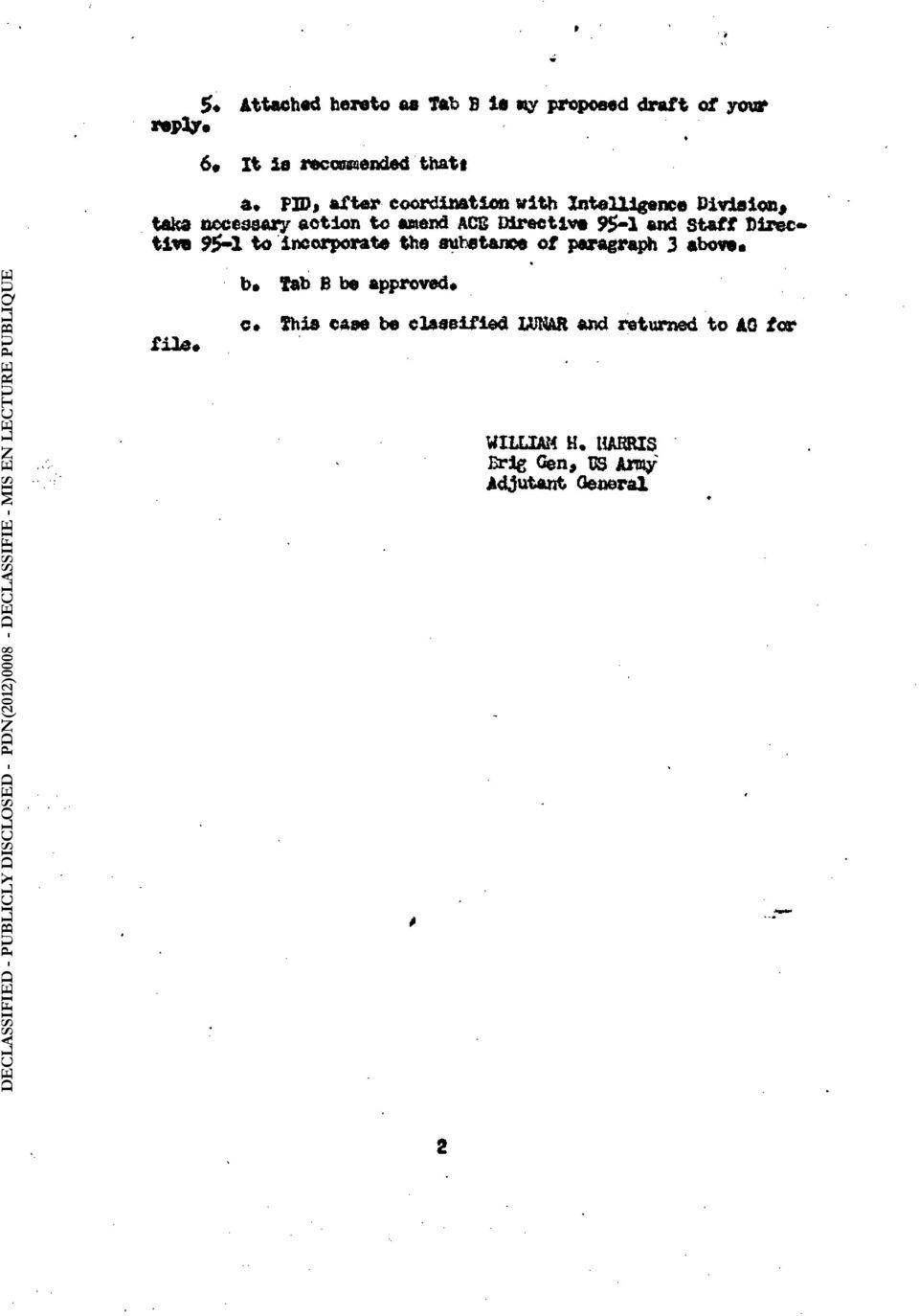 95-1 to Incorporate the substance of paragraph 3 above* DECLASSIFIED - PUBLICLY DISCLOSED - PDN(2012)0008 - DÉCLASSIFIÉ - MIS