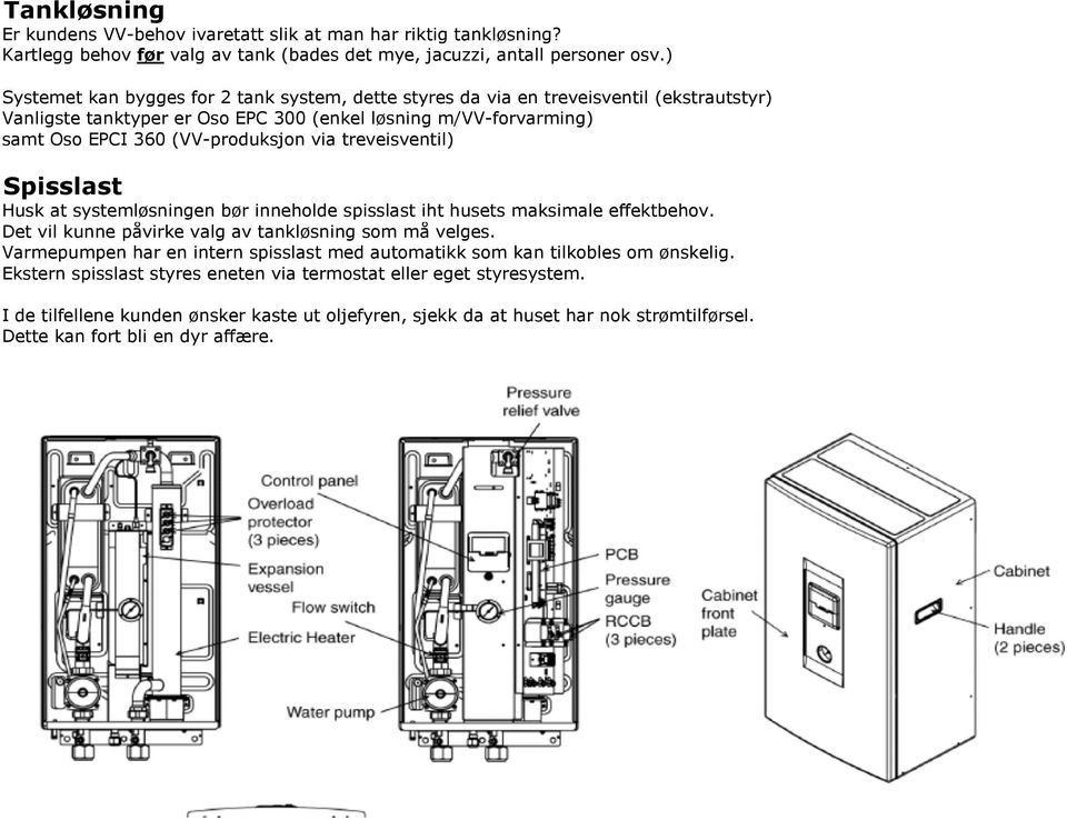 treveisventil) Spisslast Husk at systemløsningen bør inneholde spisslast iht husets maksimale effektbehov. Det vil kunne påvirke valg av tankløsning som må velges.