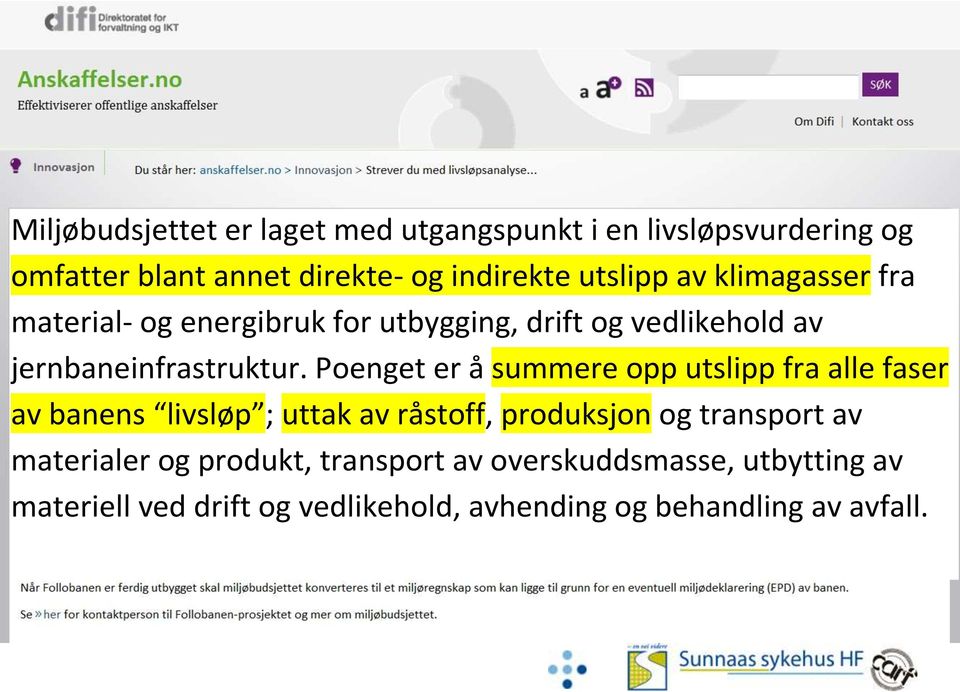 Poenget er å summere opp utslipp fra alle faser av banens livsløp ; uttak av råstoff, produksjon og transport av