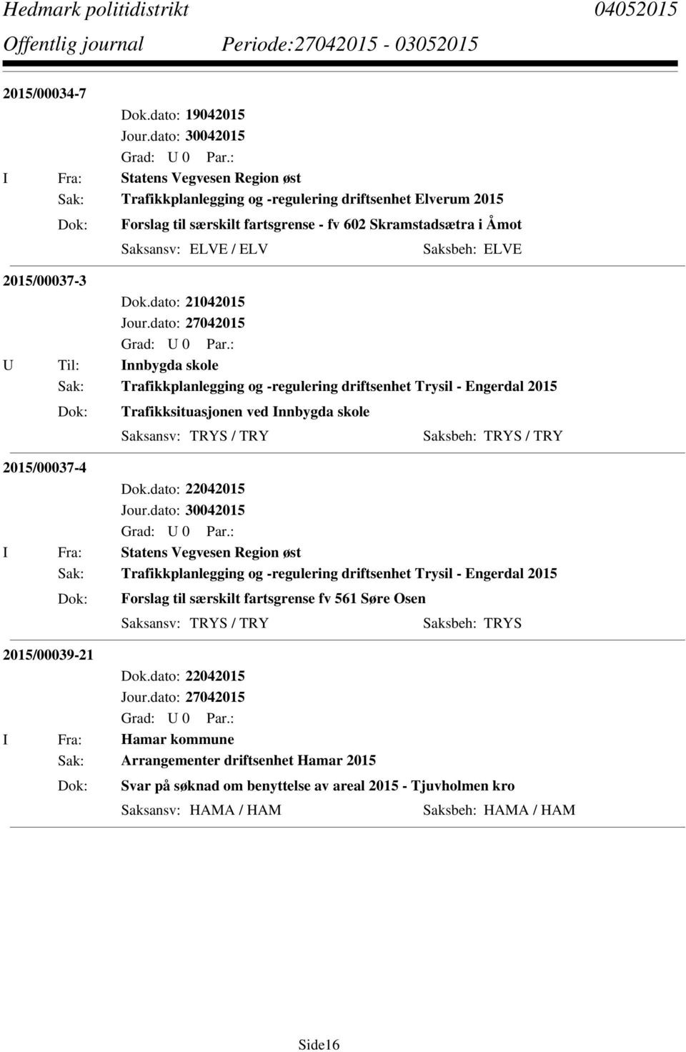 Saksbeh: ELVE 2015/00037-3 Dok.