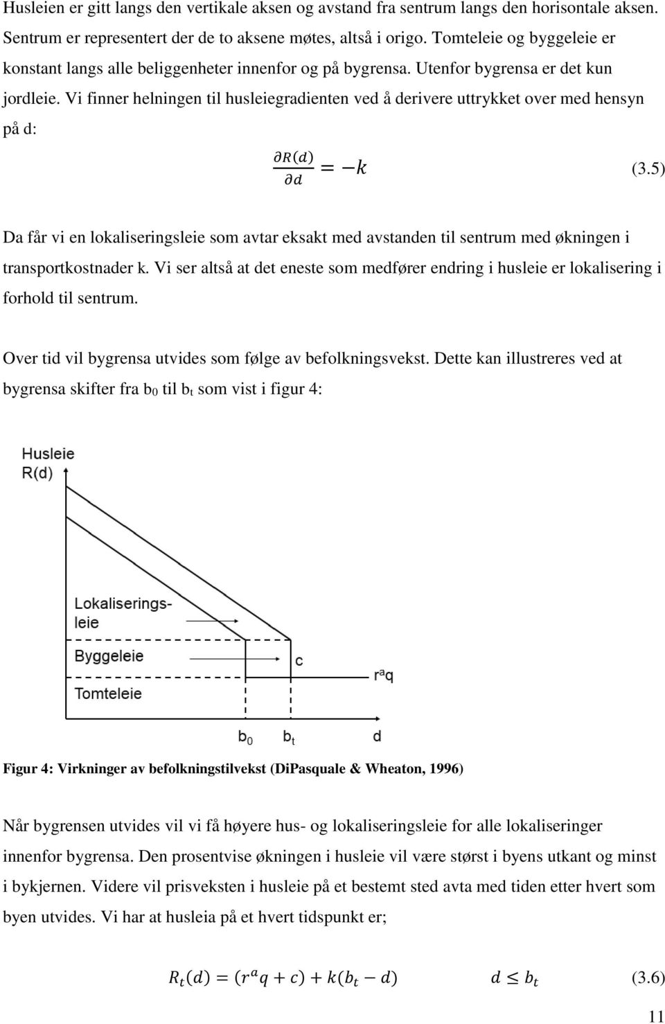 Vi finner helningen til husleiegradienten ved å derivere uttrykket over med hensyn på d: R(d) d = k (3.