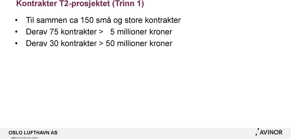 Derav 75 kontrakter > 5 millioner