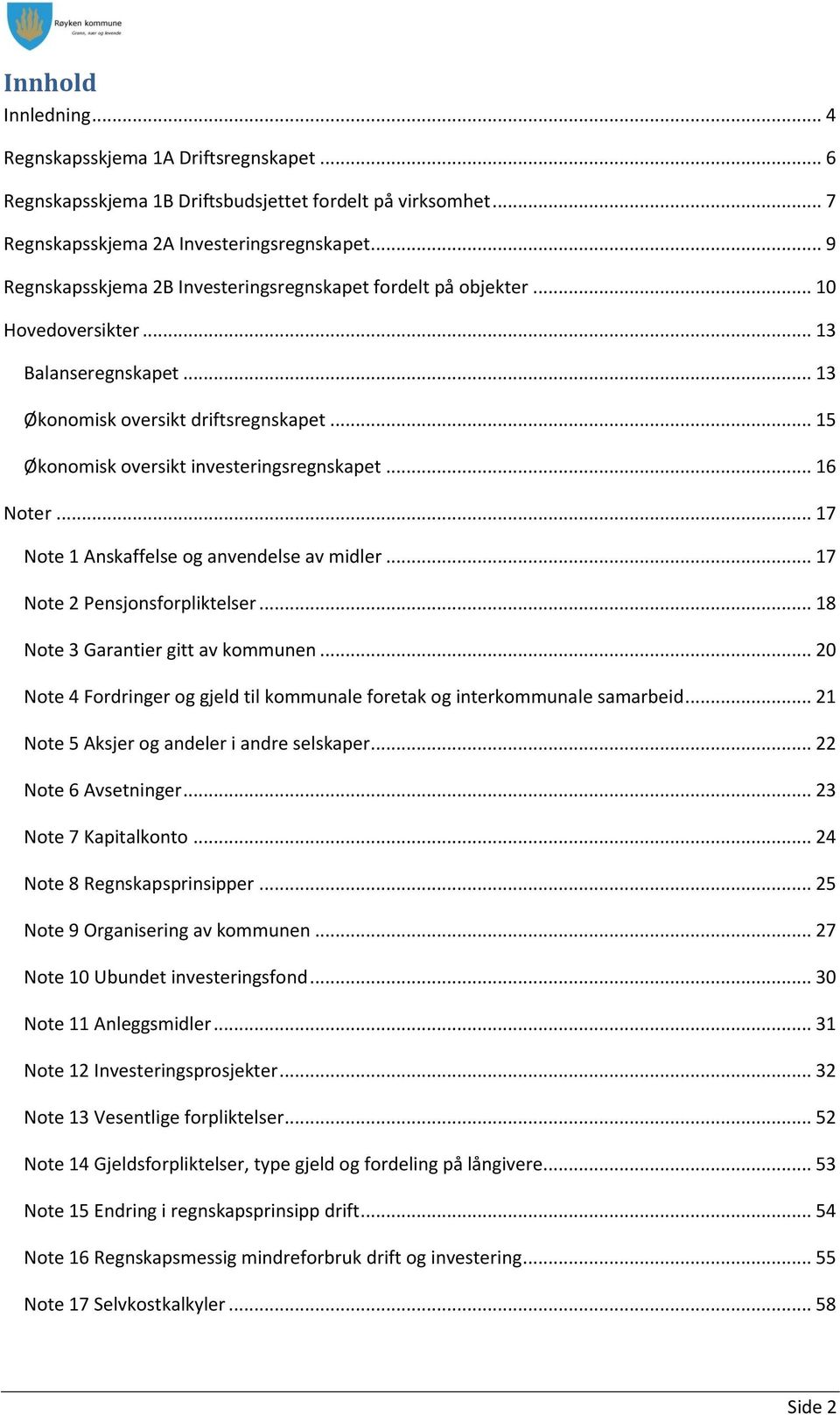 .. 17 Note 2 Pensjonsforpliktelser... 18 Note 3 Garantier gitt av kommunen... 20 Note 4 Fordringer og gjeld til kommunale foretak og interkommunale samarbeid.