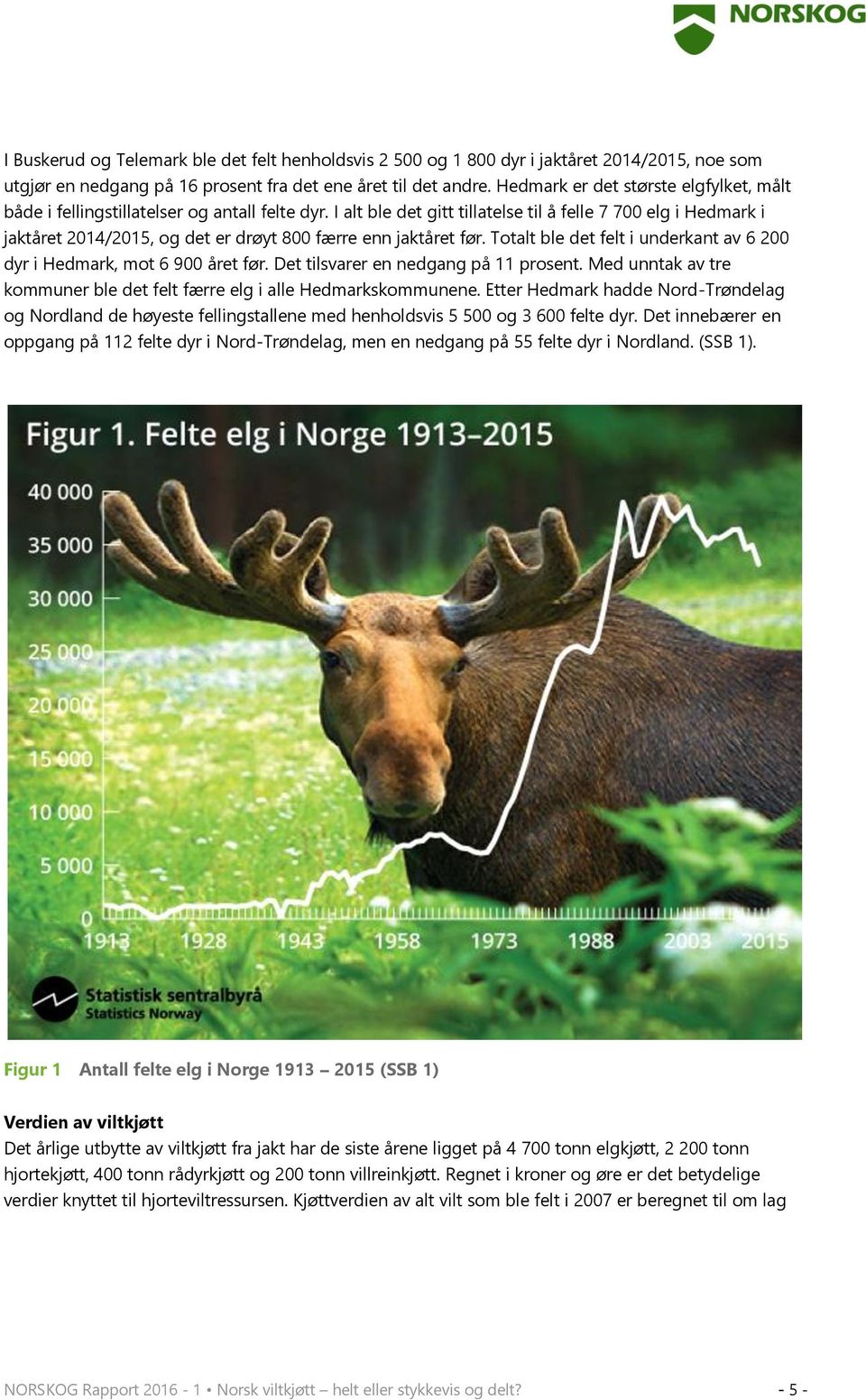 I alt ble det gitt tillatelse til å felle 7 700 elg i Hedmark i jaktåret 2014/2015, og det er drøyt 800 færre enn jaktåret før.