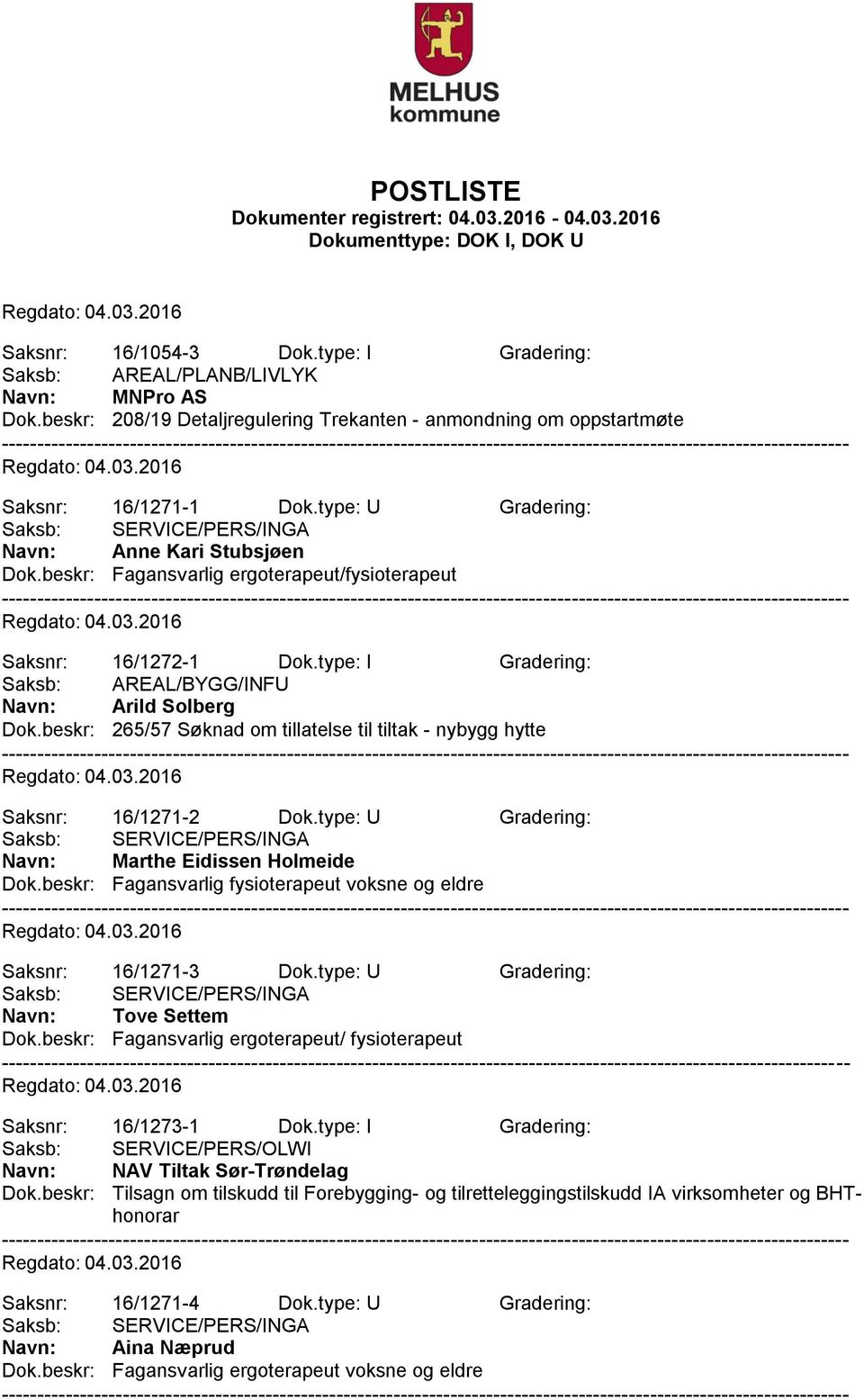 beskr: 265/57 Søknad om tillatelse til tiltak - nybygg hytte Saksnr: 16/1271-2 Dok.type: U Gradering: Navn: Marthe Eidissen Holmeide Dok.