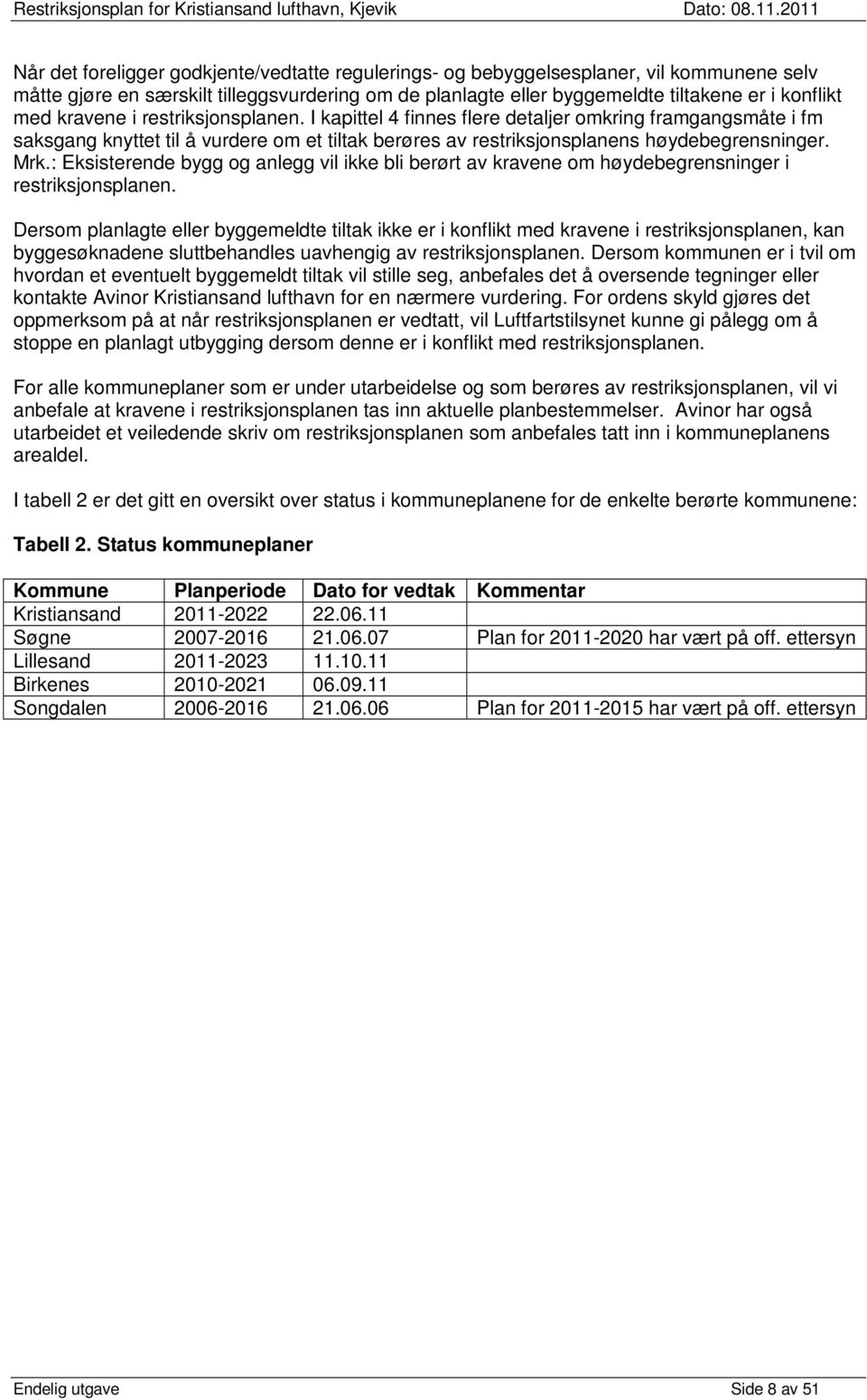 : Eksisterende bygg og anlegg vil ikke bli berørt av kravene om høydebegrensninger i restriksjonsplanen.