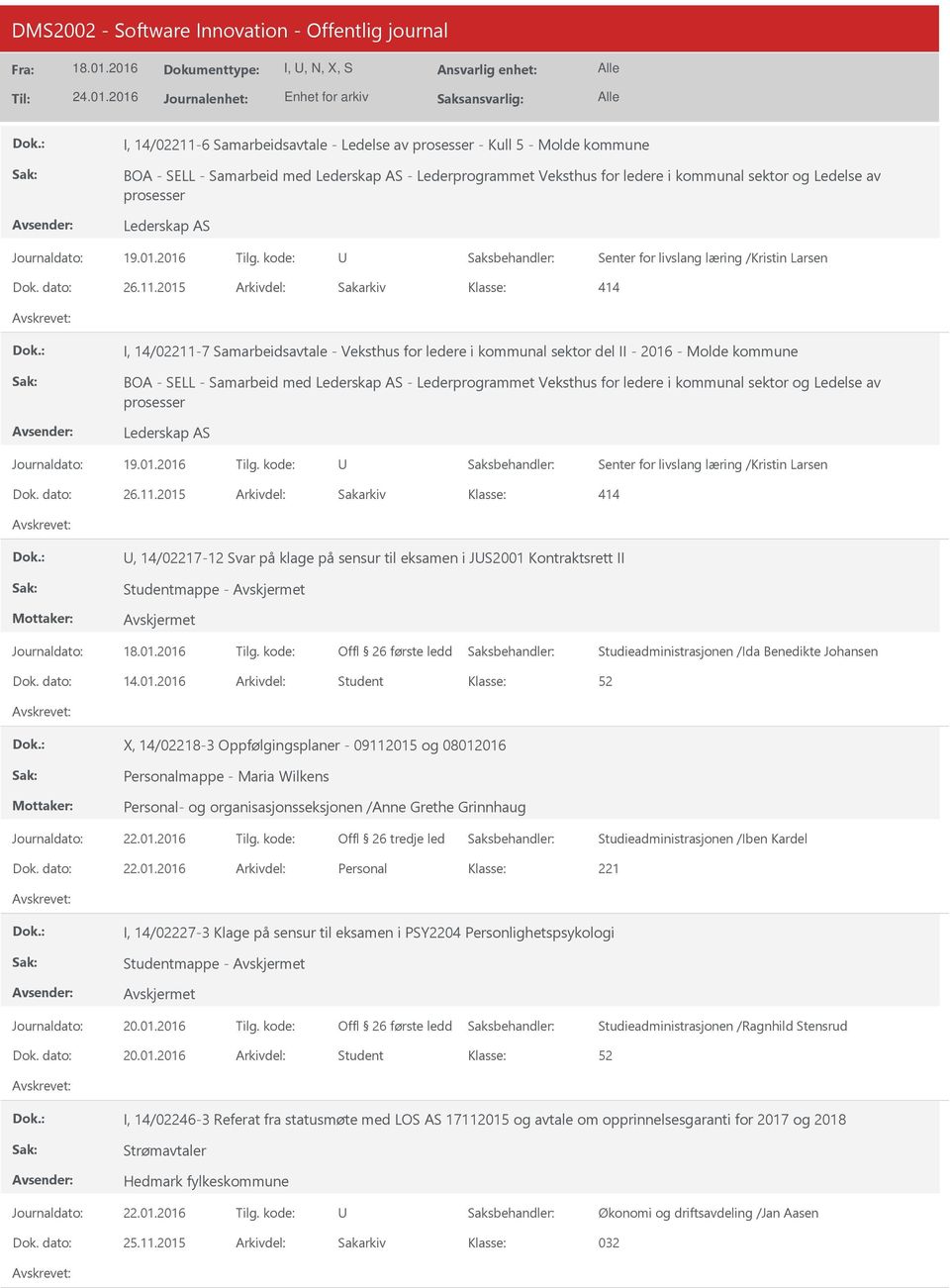 2015 Arkivdel: Sakarkiv 414 I, 14/02211-7 Samarbeidsavtale - Veksthus for ledere i kommunal sektor del II - 2016 - Molde kommune BOA - SELL - Samarbeid med Lederskap AS - Lederprogrammet Veksthus for