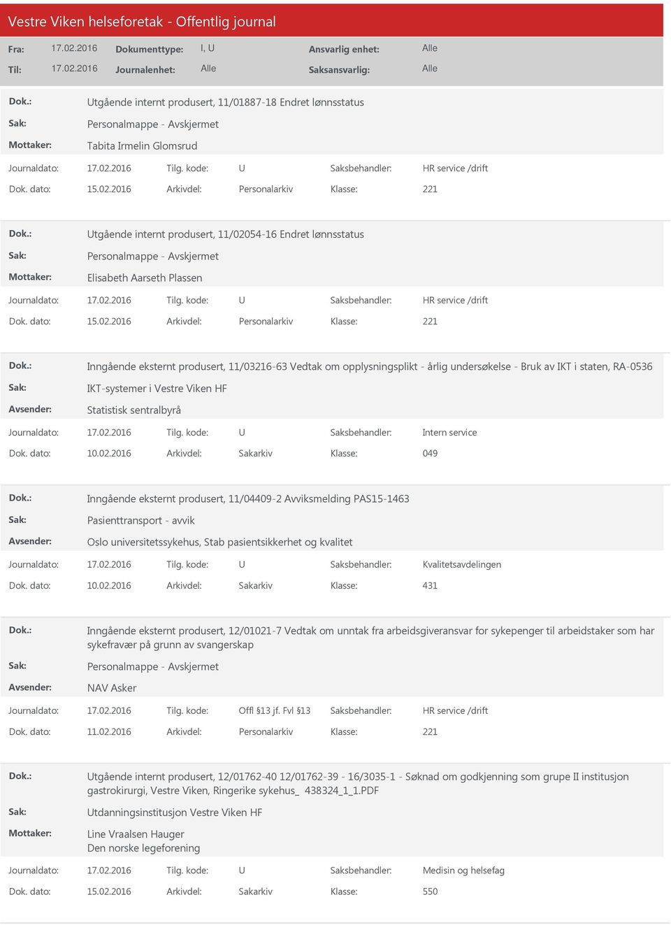 54-16 Endret lønnsstatus Personalmappe - Elisabeth Aarseth Plassen Dok. dato: 15.02.