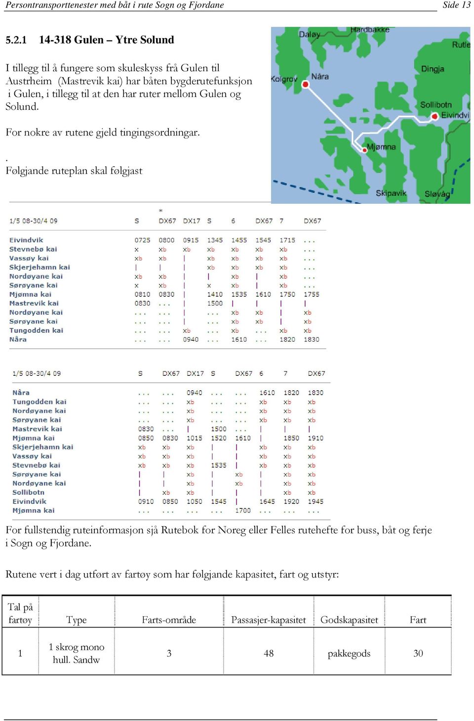 har ruter mellom Gulen og Solund. For nokre av rutene gjeld tingingsordningar.