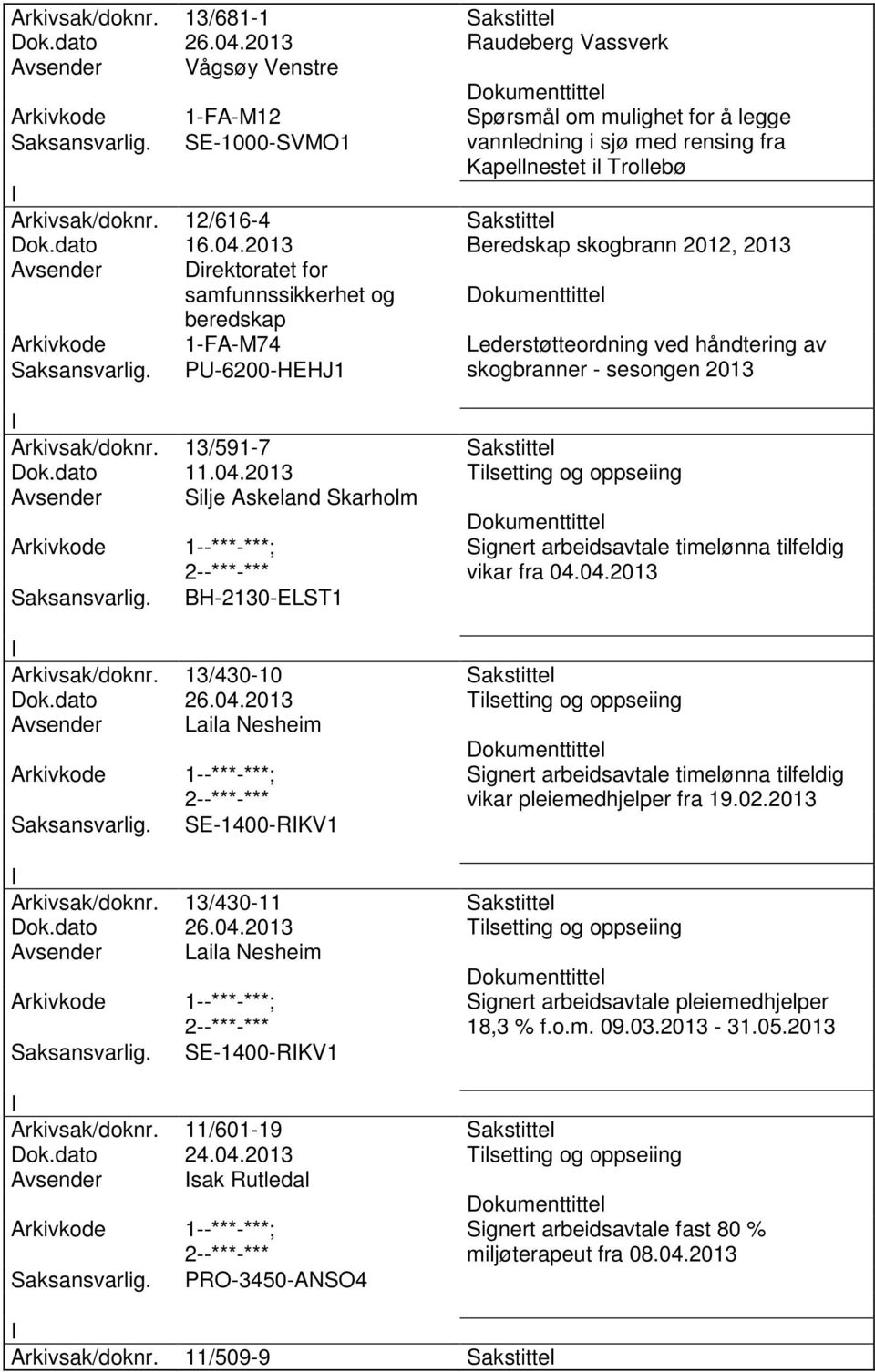 dato 16.04.2013 Beredskap skogbrann 2012, 2013 Direktoratet for samfunnssikkerhet og beredskap 1-FA-M74 Lederstøtteordning ved håndtering av PU-6200-HEHJ1 skogbranner - sesongen 2013 Arkivsak/doknr.