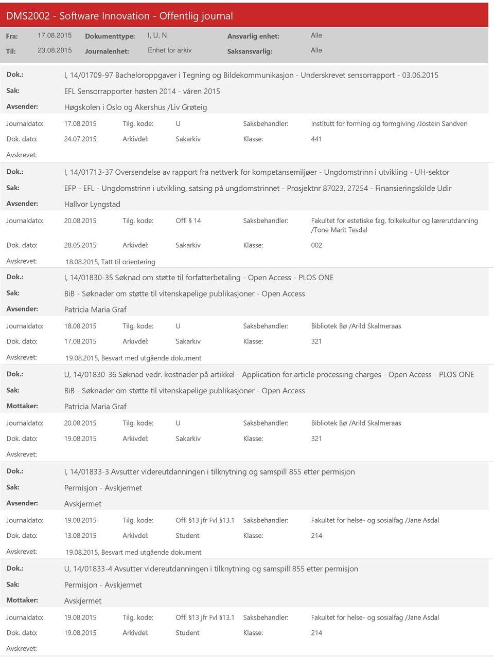 2015 Arkivdel: Sakarkiv 441 I, 14/01713-37 Oversendelse av rapport fra nettverk for kompetansemiljøer - ngdomstrinn i utvikling - H-sektor EFP - EFL - ngdomstrinn i utvikling, satsing på