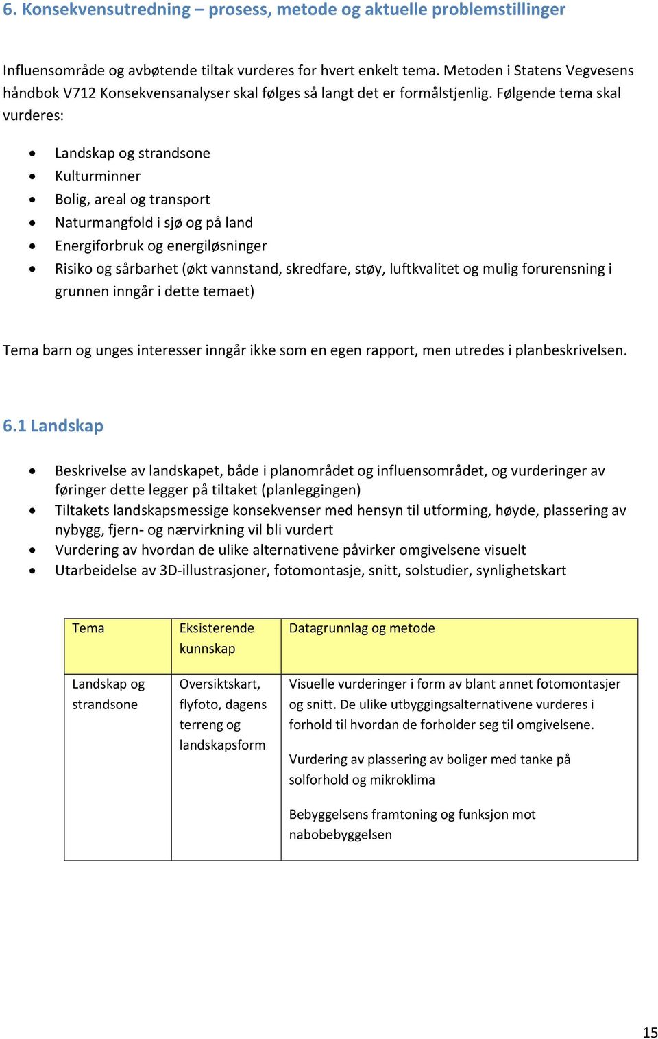 Følgende tema skal vurderes: Landskap og strandsone Kulturminner Bolig, areal og transport Naturmangfold i sjø og på land Energiforbruk og energiløsninger Risiko og sårbarhet (økt vannstand,