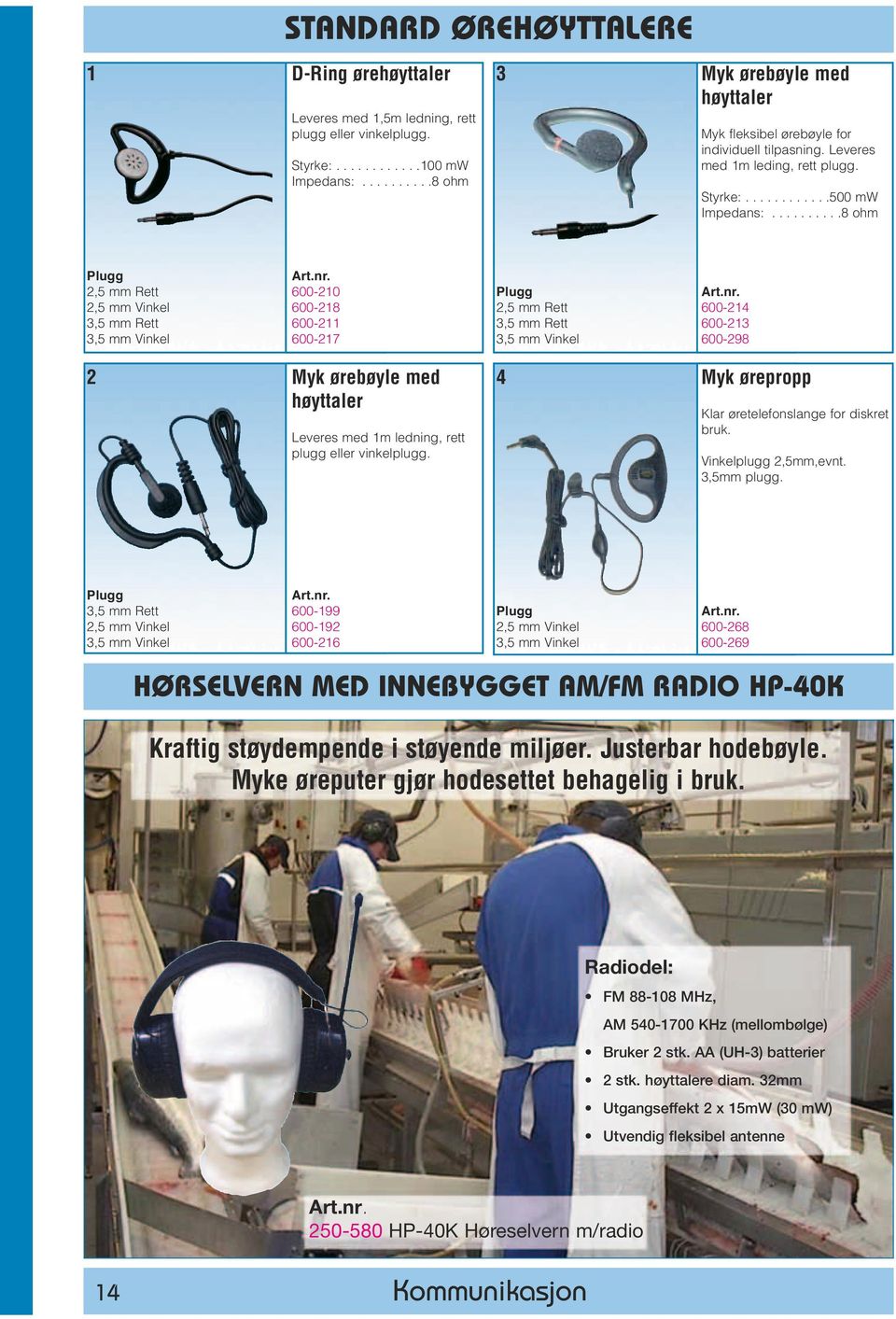 .........8 ohm Plugg 2,5 mm 2,5 mm 3,5 mm 3,5 mm Rett Vinkel Rett Vinkel 2 600-210 600-218 600-211 600-217 Myk ørebøyle med høyttaler Plugg 2,5 mm Rett 3,5 mm Rett 3,5 mm Vinkel 600-214 600-213