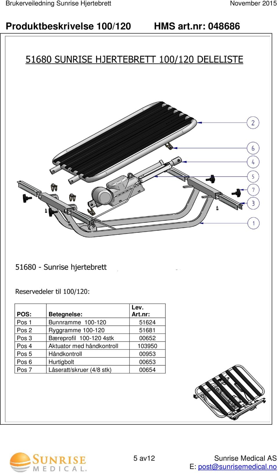 100-120 4stk 00652 Pos 4 Aktuator med håndkontroll 103950 Pos 5 Håndkontroll