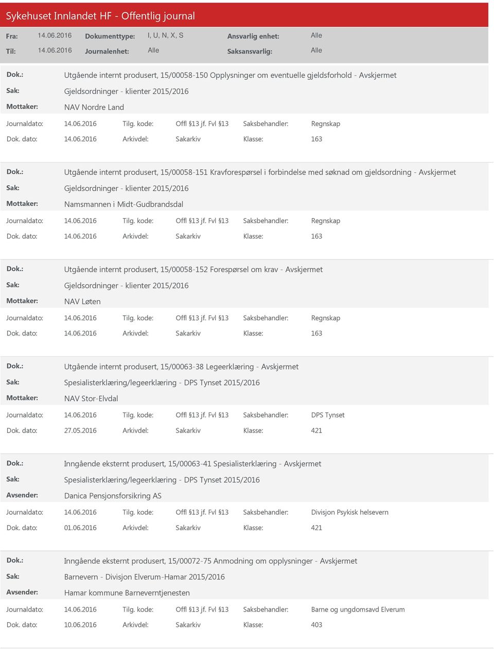 Regnskap Dok. dato: Arkivdel: Sakarkiv 163 tgående internt produsert, 15/00058-152 Forespørsel om krav - Gjeldsordninger - klienter 2015/2016 NAV Løten Regnskap Dok.