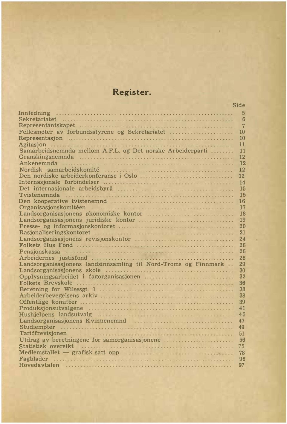 og Det norske Arbeiderparti II Granskingsnemnda............ o......................... 2 Ankenemnda............... 2 Nordisk samarbeidskomite.......................... 2 Den nordiske arbeiderkonferanse i Oslo.