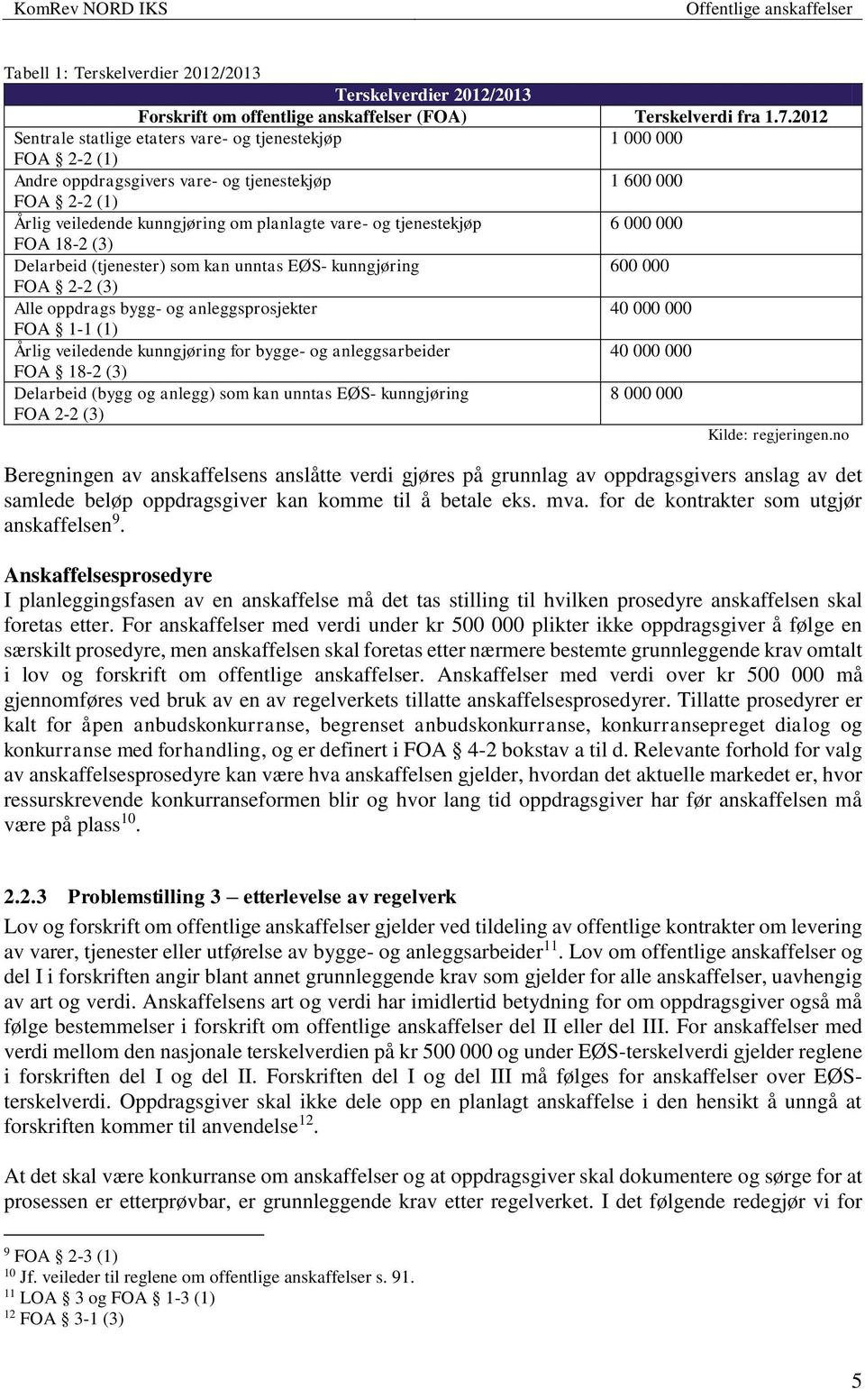 tjenestekjøp 6 000 000 FOA 18-2 (3) Delarbeid (tjenester) som kan unntas EØS- kunngjøring 600 000 FOA 2-2 (3) Alle oppdrags bygg- og anleggsprosjekter 40 000 000 FOA 1-1 (1) Årlig veiledende