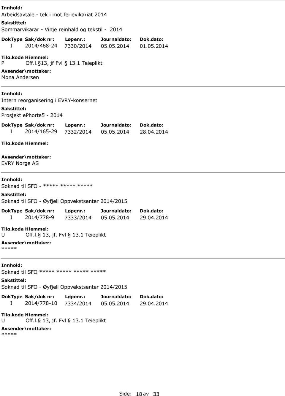 1 Teieplikt Mona Andersen ntern reorganisering i EVRY-konsernet Prosjekt ephorte5-2014 2014/165-29 7332/2014 EVRY Norge