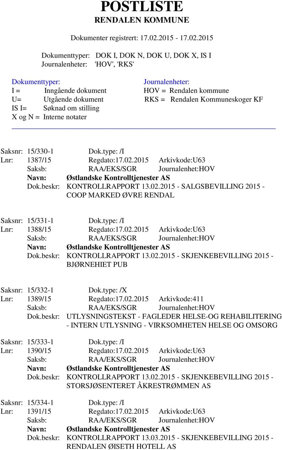 beskr: UTLYSNINGSTEKST - FAGLEDER HELSE-OG REHABILITERING - INTERN UTLYSNING - VIRKSOMHETEN HELSE OG OMSORG Saksnr: 15/333-1 Dok.type: /I Lnr: 1390/15 Regdato:17.02.2015 Arkivkode:U63 Dok.