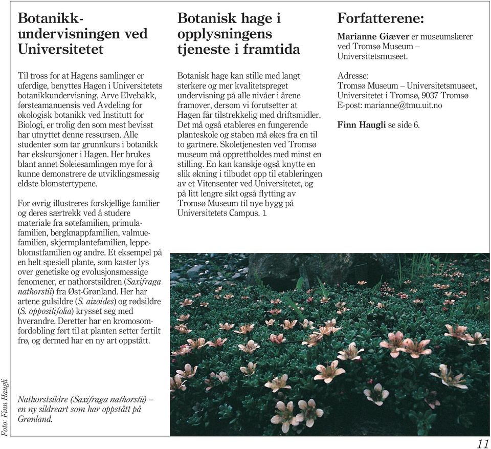 Alle studenter som tar grunnkurs i botanikk har ekskursjoner i Hagen. Her brukes blant annet Soleiesamlingen mye for å kunne demonstrere de utviklingsmessig eldste blomstertypene.