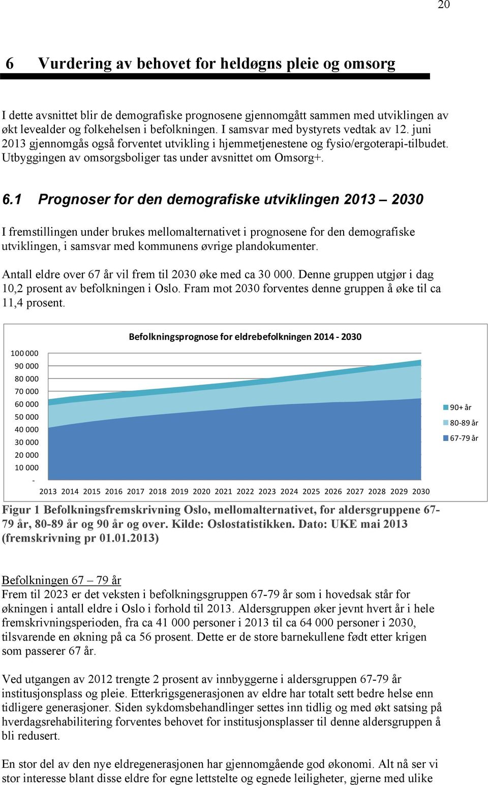 1 Prognoser for den demografiske utviklingen 2013 2030 I fremstillingen under brukes mellomalternativet i prognosene for den demografiske utviklingen, i samsvar med kommunens øvrige plandokumenter.