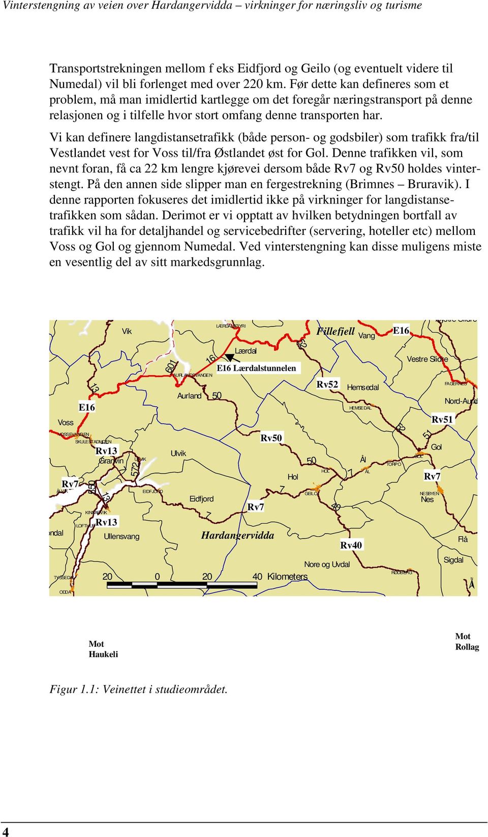 Vi kan definere langdistansetrafikk (både person- og godsbiler) som trafikk fra/til Vestlandet vest for Voss til/fra Østlandet øst for Gol.