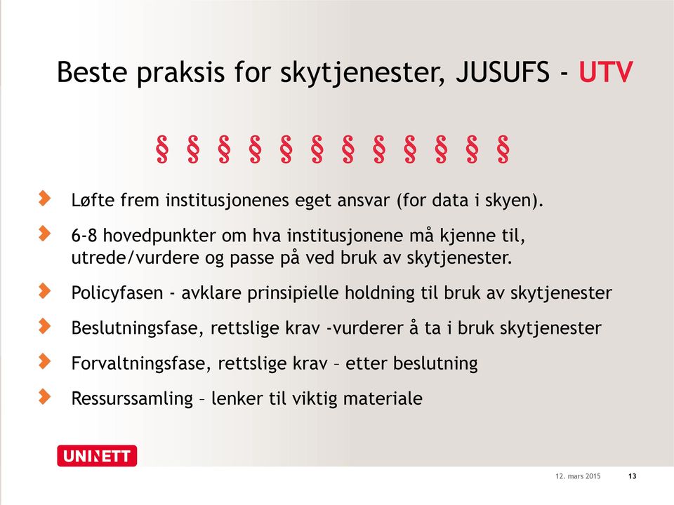 Policyfasen - avklare prinsipielle holdning til bruk av skytjenester Beslutningsfase, rettslige krav -vurderer å