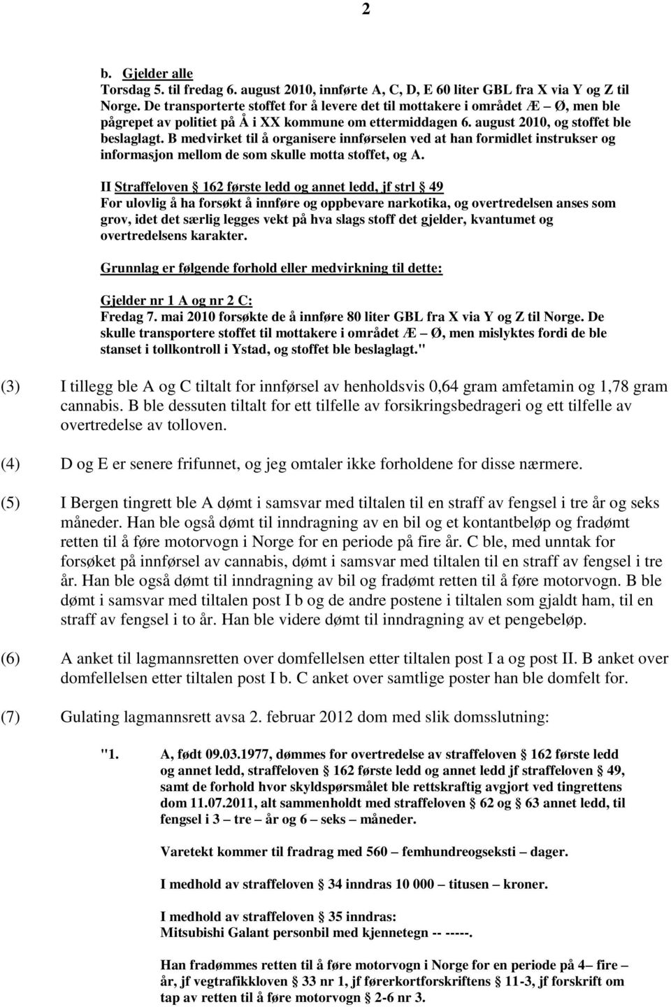 B medvirket til å organisere innførselen ved at han formidlet instrukser og informasjon mellom de som skulle motta stoffet, og A.