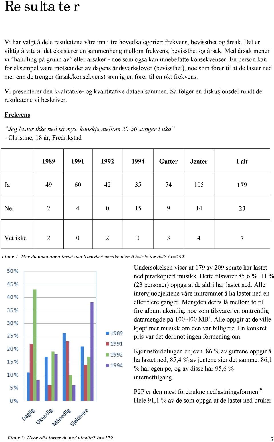 En person kan for eksempel være motstander av dagens åndsverkslover (bevissthet), noe som fører til at de laster ned mer enn de trenger (årsak/konsekvens) som igjen fører til en økt frekvens.