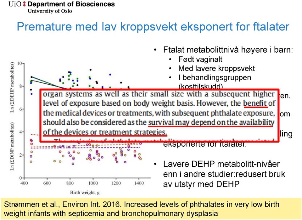 Med late-onset blodforgiftning Med BPD kronisk lungesykdom Medisinsk utstyr brukt i behandling eksponerte for ftalater.