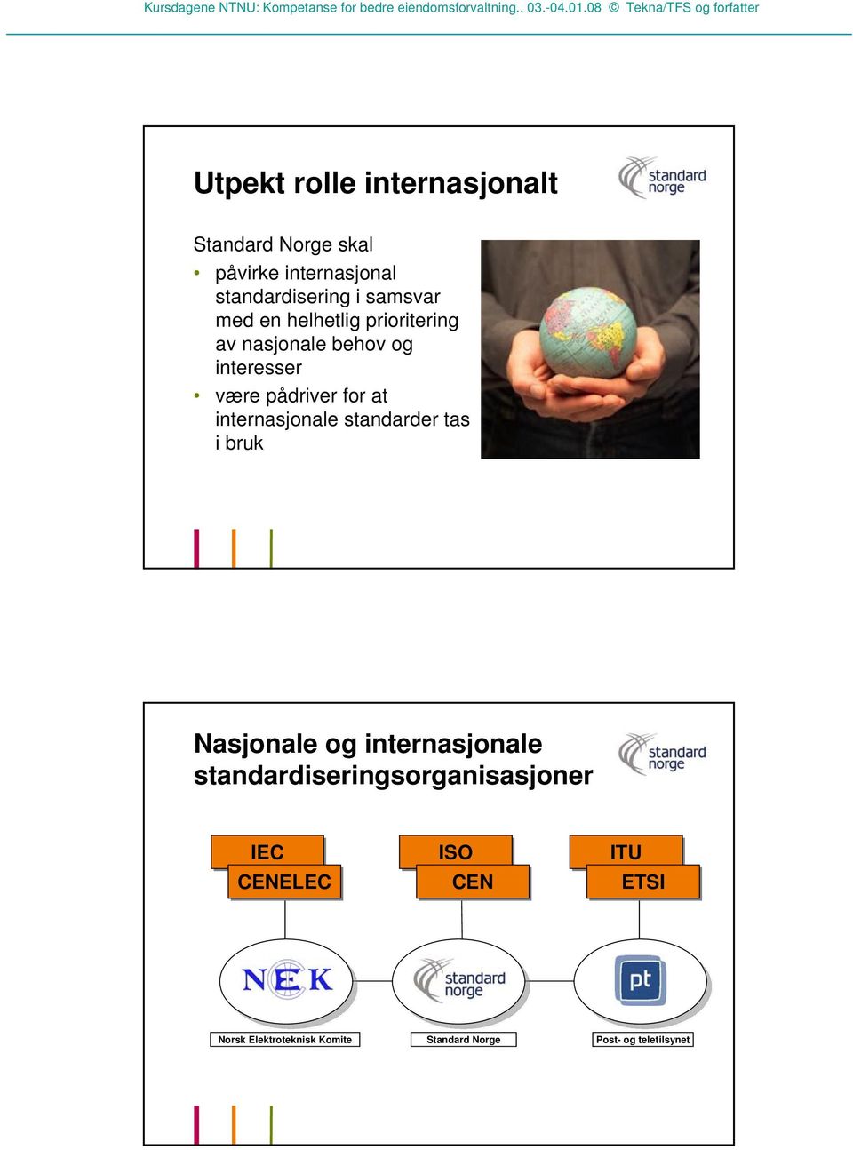 internasjonale standarder tas i bruk Nasjonale og internasjonale