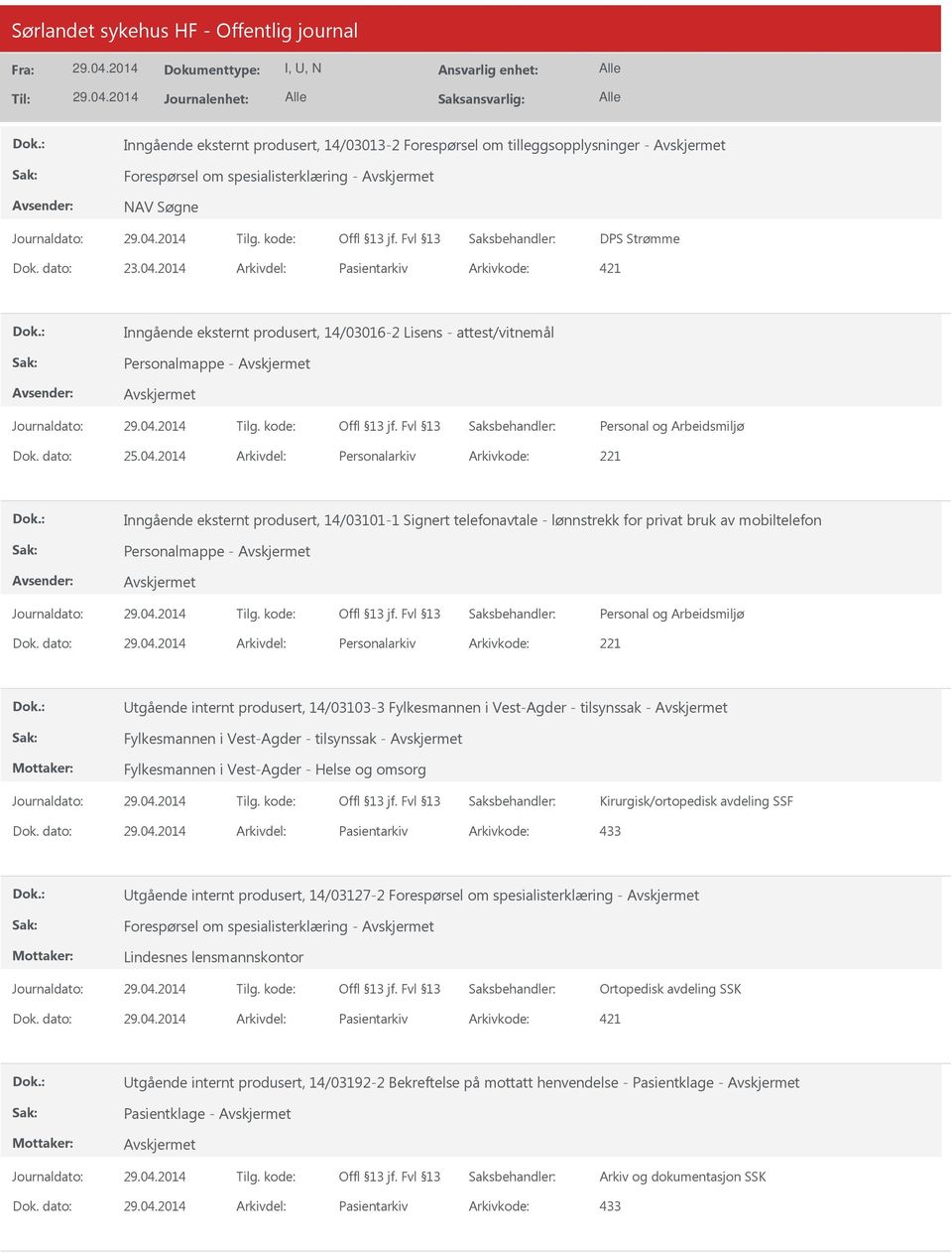 2014 Arkivdel: Personalarkiv Arkivkode: 221 Inngående eksternt produsert, 14/03101-1 Signert telefonavtale - lønnstrekk for privat bruk av mobiltelefon Dok.