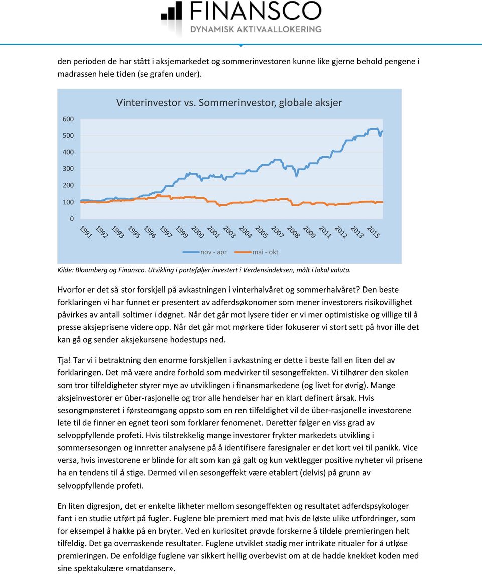 Hvorfor er det så stor forskjell på avkastningen i vinterhalvåret og sommerhalvåret?