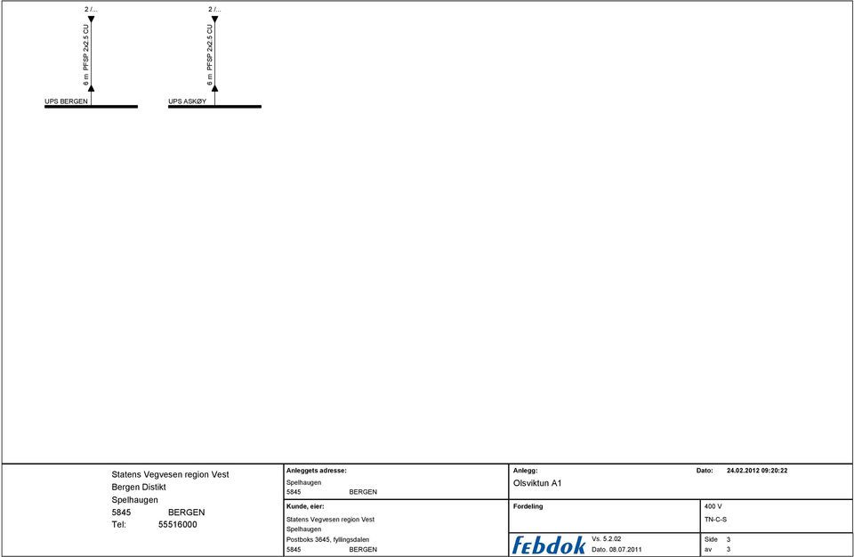 adresse unde, eier Postboks 3645, fyllingsdalen Anlegg Dato 24.