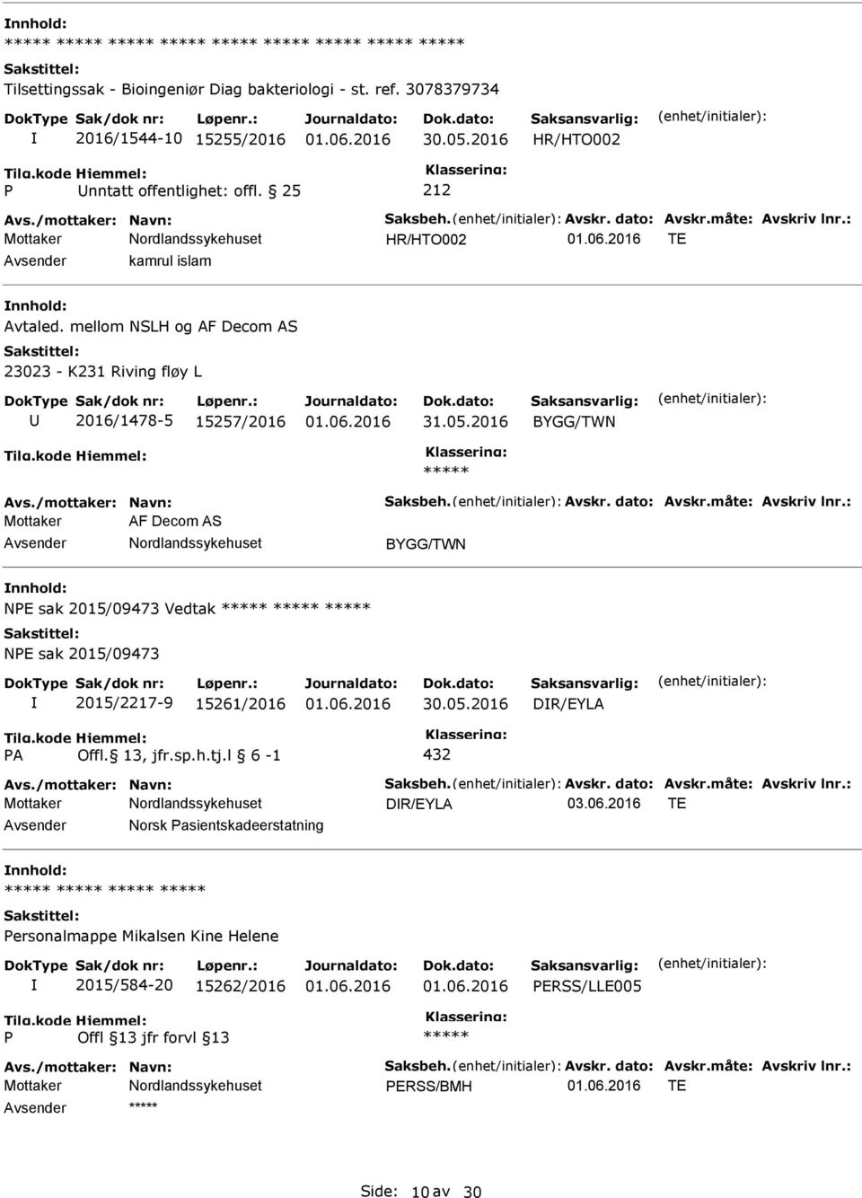 2016 BYGG/TWN Mottaker AF Decom AS BYGG/TWN nnhold: NE sak 2015/09473 Vedtak NE sak 2015/09473 2015/2217-9 15261/2016 DR/EYLA A 432