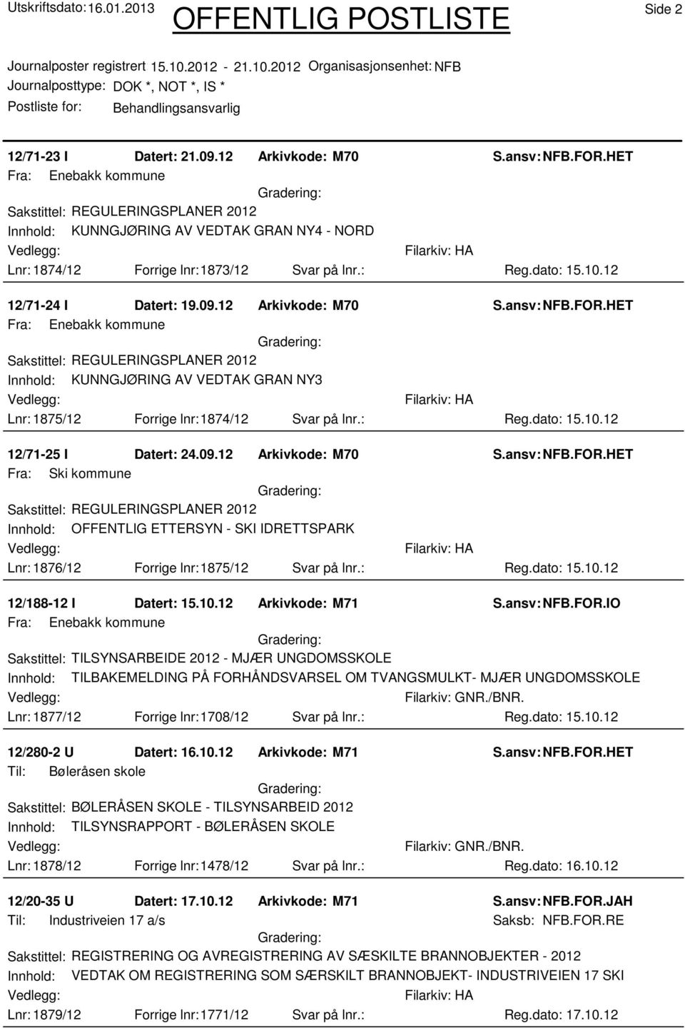 10.12 Arkivkode: M71 Sakstittel: TILSYNSARBEIDE 2012 - MJÆR UNGDOMSSKOLE Innhold: TILBAKEMELDING PÅ FORHÅNDSVARSEL OM TVANGSMULKT- MJÆR UNGDOMSSKOLE Lnr: 1877/12 Forrige lnr:1708/12 Svar på lnr.: Reg.