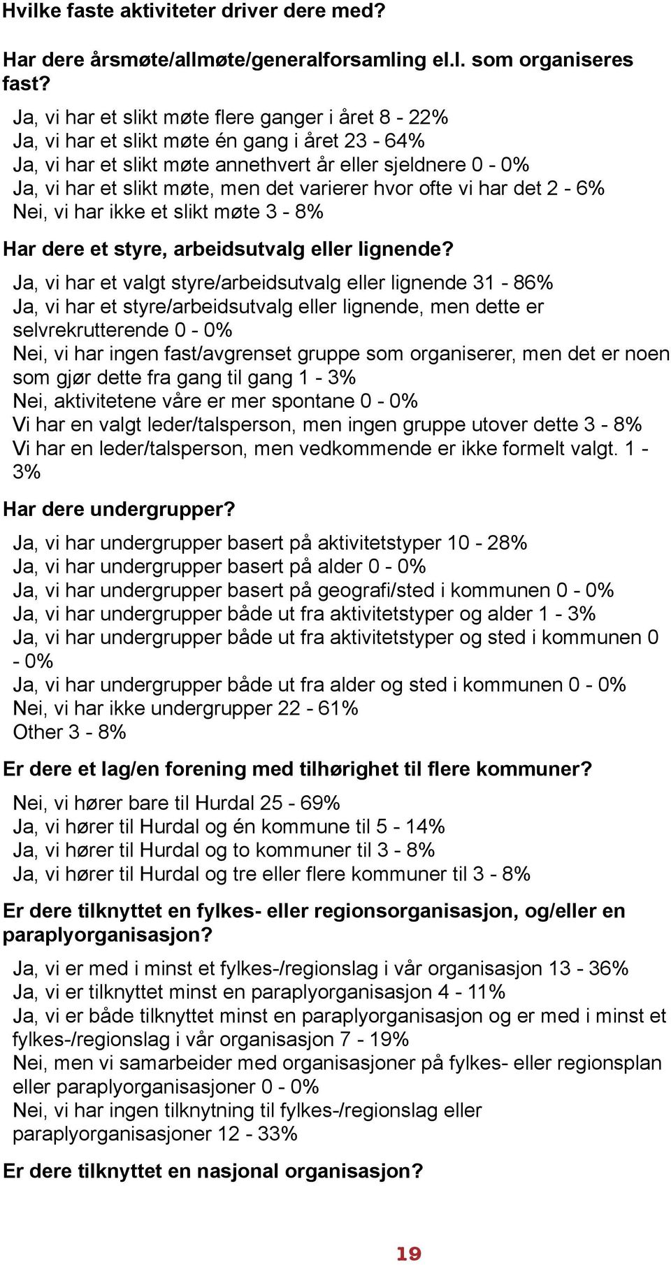 varierer hvor ofte vi har det 2-6% Nei, vi har ikke et slikt møte 3-8% Har dere et styre, arbeidsutvalg eller lignende?