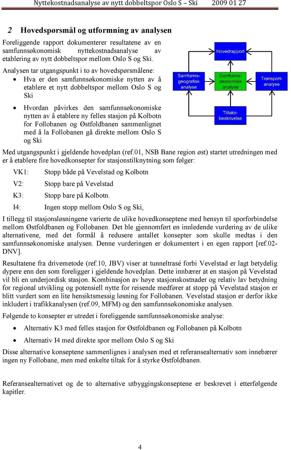 etablere ny felles stasjon på Kolbotn for Follobanen og Østfoldbanen sammenlignet med å la Follobanen gå direkte mellom Oslo S og Ski Med utgangspunkt i gjeldende hovedplan (ref.